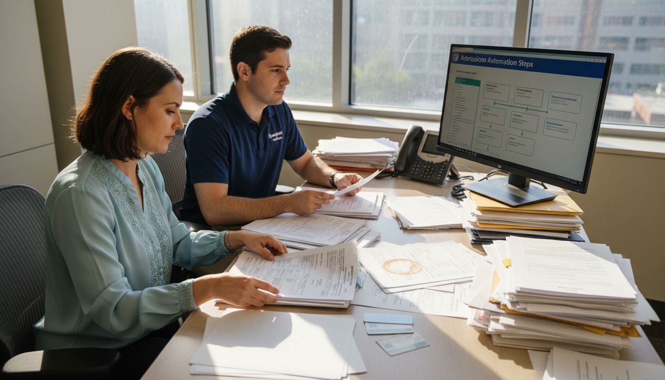 Admissions team automating healthcare workflow