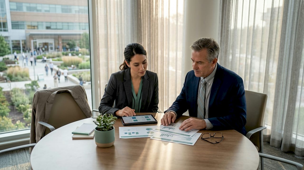 Healthcare admins reviewing AI platform comparisons