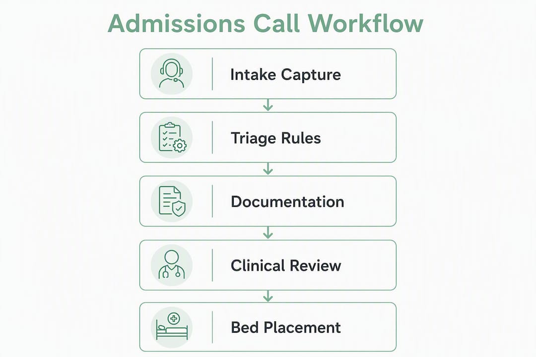 Infographic showing admissions call workflow steps