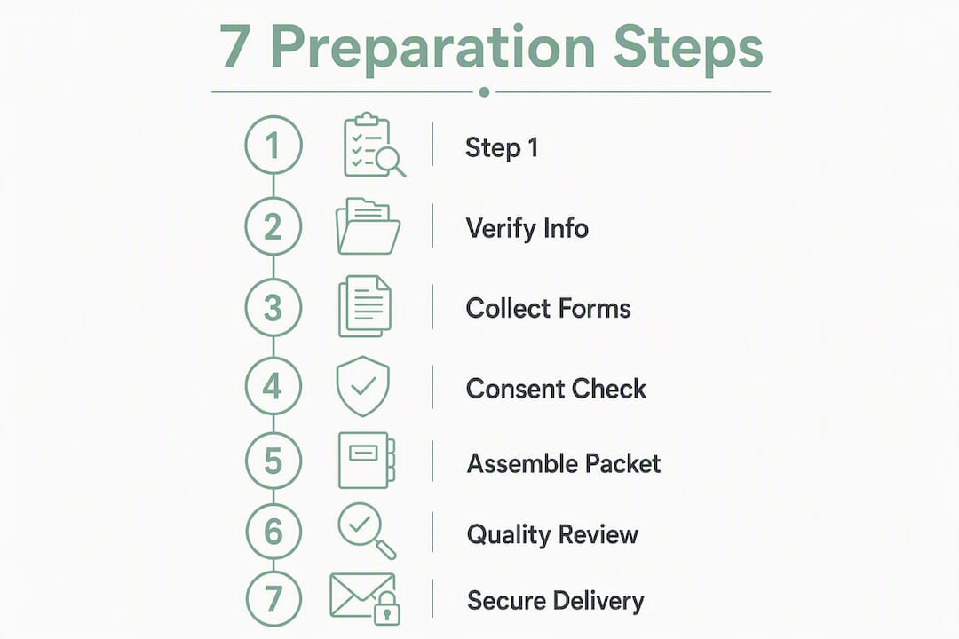 Infographic showing patient packet preparation steps