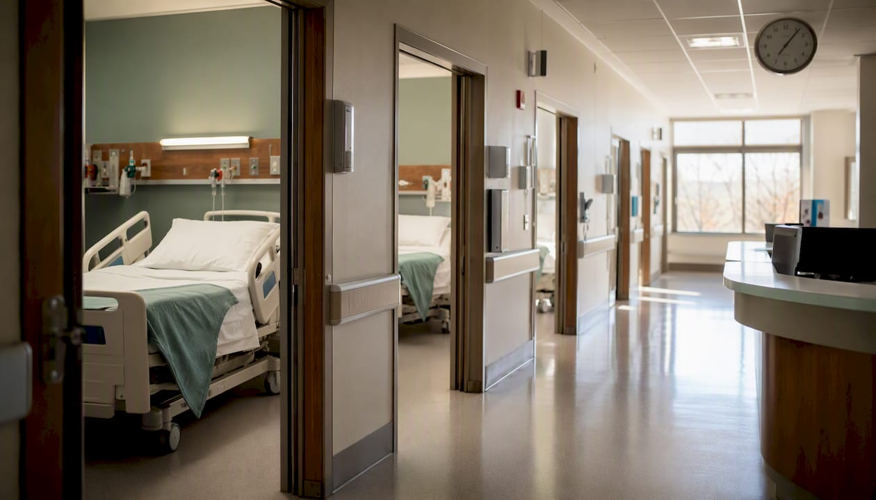 hospital corridor with ready patient beds