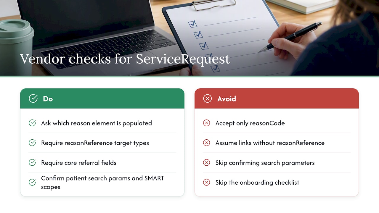 US Core ServiceRequest elements every vendor conversation should cover — overview diagram